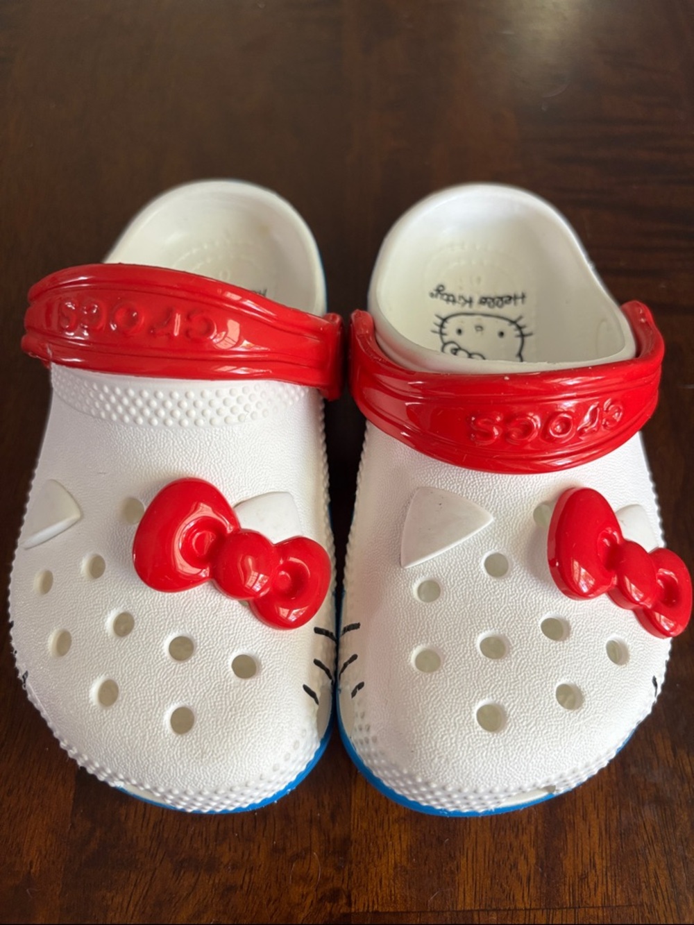 Hello Kitty White and Red Kids Slip-On CROCS with Bow Accents